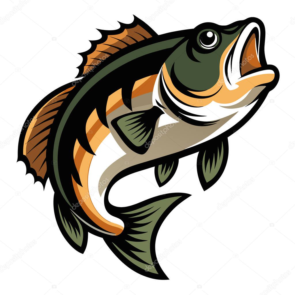 Freshwater bass portrait vector design set