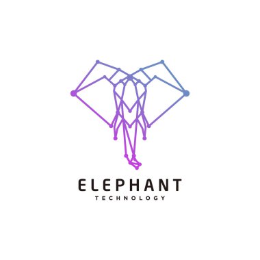 Elephant logo design vector with technology concept clipart