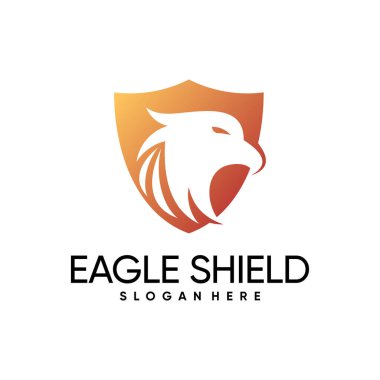 Kalkan simgesi ve yaratıcı fikri olan Kartal başlı logo tasarım vektörü