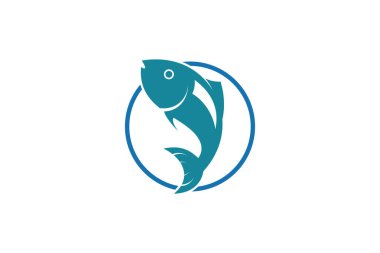 Balık logosu tasarım şablonu vektör çizimi ve yaratıcı fikir