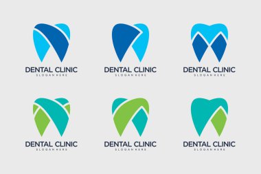 Diş kliniği logosu tasarım şablonu vektör çizimi ve yaratıcı fikir