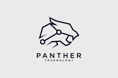 Panter baş logosu tasarım vektör çizimi ve yaratıcı fikir