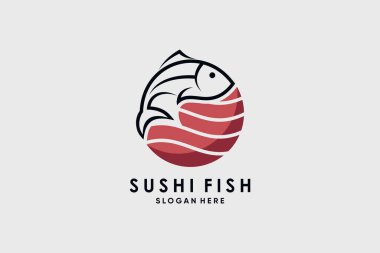 Sushi onigiri logo design vector illustration for restaurant icon with creative idea clipart