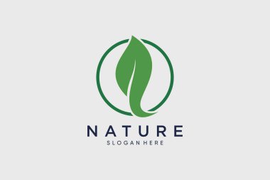 Natural organic logo leaf design vector illustration with creative idea clipart