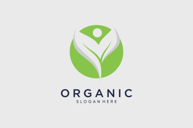 Yaratıcı fikri olan doğal organik logo yaprak tasarımı vektör çizimi