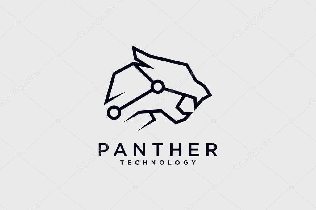 Panther head logo design vector illustration with creative idea