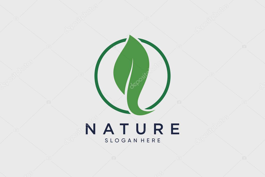 Natural organic logo leaf design vector illustration with creative idea