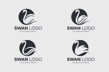 Swan logo design vector illustration abstract with creative idea clipart