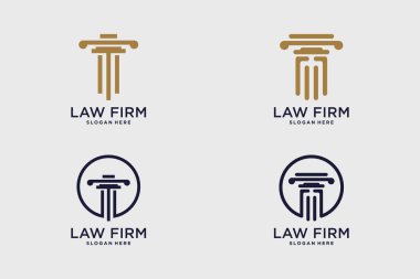 Hukuk firması logo tasarım vektör koleksiyonu adaletin sembolü ve yaratıcı fikir