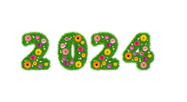 Ano Verde 2024 Feito Flores Grama — Fotografia de Stock