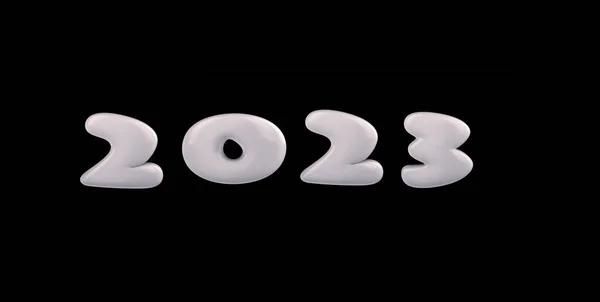 2023 Τρεις Αγκύλες Του Γάλακτος Λευκά Χρώματα Μαύρο Φόντο Καθιστούν — Φωτογραφία Αρχείου