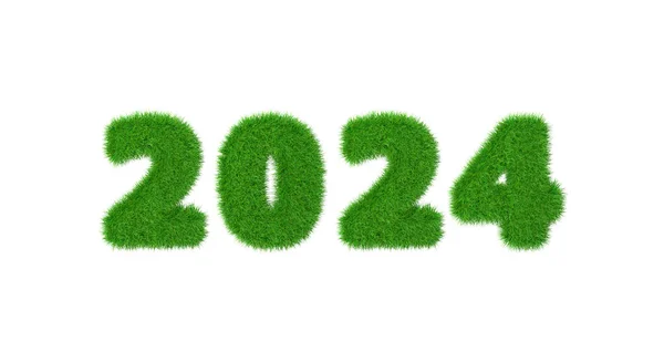 2024 Рік Хороший Рік Зростання Екологічного Бізнесу Вирощування Трави Формі — стокове фото