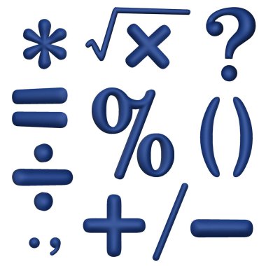 Matematik, 3 boyutlu işaretler. Denklem işaretleri