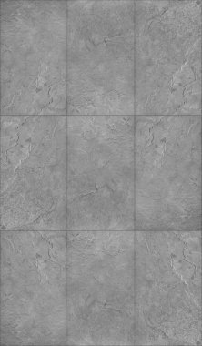 The tiles are a light gray, with a rough, textured surface that resembles stone. There are subtle variations in tone and pattern within each tile, creating a mottled effect. Seamless pattern materials. clipart