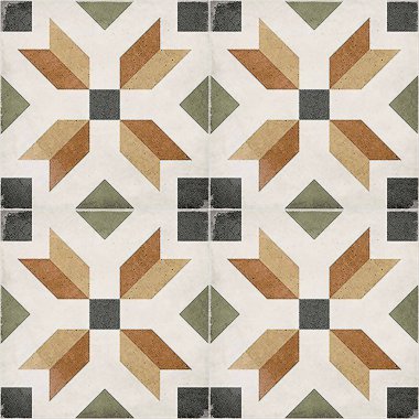 Şablon simetriktir ve tekrarlayan bir geometrik tasarıma sahiptir. Açık krem / açık beyaz arka plan üzerinde çeşitli dilsiz kahverengi, bej ve gri / adaçayı rengi tonlarında iç içe geçmiş şekiller düzenlenir. Kusursuz desen materyalleri.