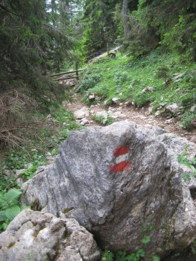 Avusturya bayrağının işaretli olduğu taş.