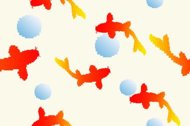 Kumaş veya baskı için kusursuz vektör piksel deseni, Koi balığı.