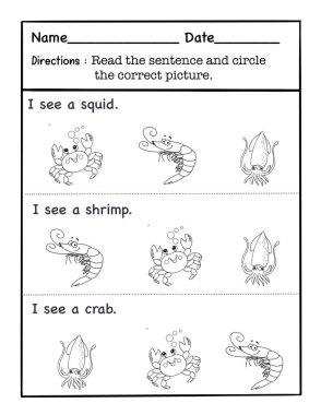 Çalışma sayfası Sözcük Hazinesi Cümleyi oku ve doğru resmi çember içine al.