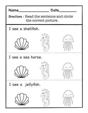 Çalışma sayfası Sözcük Hazinesi Cümleyi oku ve doğru resmi çember içine al.