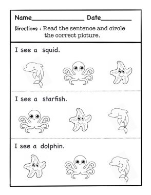 Çalışma sayfası Sözcük Hazinesi Cümleyi oku ve doğru resmi çember içine al.