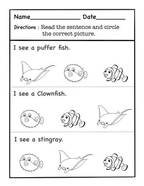 Çalışma sayfası Sözcük Hazinesi Cümleyi oku ve doğru resmi çember içine al.