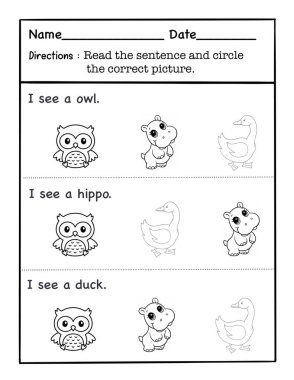 Çalışma sayfası Sözcük Hazinesi Cümleyi oku ve doğru resmi çember içine al.