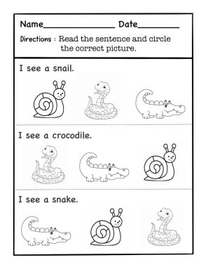 Çalışma sayfası Sözcük Hazinesi Cümleyi oku ve doğru resmi çember içine al.