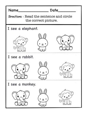 Çalışma sayfası Sözcük Hazinesi Cümleyi oku ve doğru resmi çember içine al.