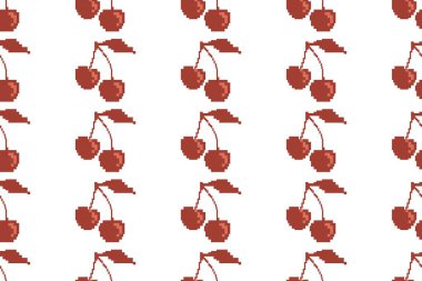 Pikselsiz kiraz deseni, kırmızı, halılar, kumaşlar ve dekorasyon için..