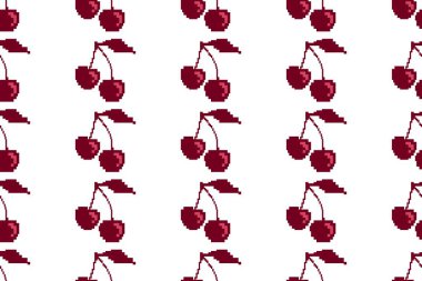 Pikselsiz kiraz deseni, kırmızı, halılar, kumaşlar ve dekorasyon için..
