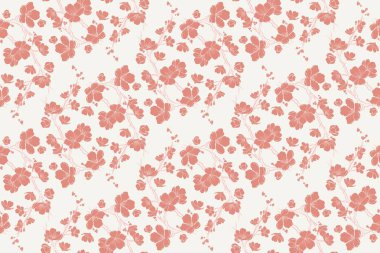 Elle çizilmiş çiçekli arka plan. Botanik kusursuz desen. Çizim çizimi. Moda, kumaş, tekstil, duvar kağıdı, kapak, ağ, ambalaj ve tüm baskılar için tasarım