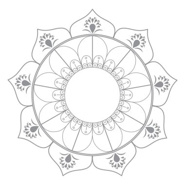 Mandala desenleri vektörü merkezden dışarıya doğru yayılan dairesel veya simetrik bir yapıya sahiptir. Genellikle ruhani ve dini semboller olarak kullanılır ve meditasyonda, halılarda, mücevherlerde, kartlarda.
