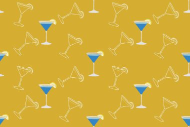 Yaz şablonu, Hawaii, plaj, renkli, pürüzsüz vektör deseni, el çizimi, baskı kumaşı, masa dekorasyonu, duvar, plaj gömleği, hatta ambalaj için uygun..