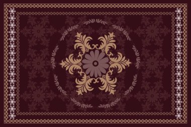 İran Halısı veya İran Halısı Geleneksel Tasarımı Oriental Damask Çiçek Nakışı Halı, Atmaca, Duvar Kağıdı, Paketleme, Kumaş, Kıyafet ve Kabile Vektör Dokuları.