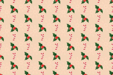 Kusursuz Elle Çizilmiş Noel Vektör Deseni. Kumaş, Ambalaj Kağıdı, Paket ve Paket İçin Şirin ve Renkli Tasarım.