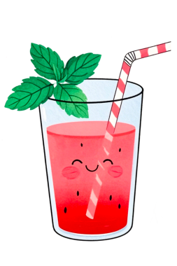 Tatlı suluboya karpuz Clipart. Parlak Renklerle Çeşitli Eğlenceli Şekiller.