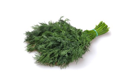 Beyaz arka planda izole edilmiş büyük bir dereotu sürüsü.