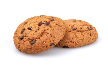 yulaf ezmesi chocolate chip cookie beyaz zemin üzerine izole