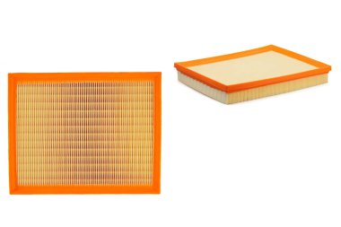 Araba hava filtresi beyaz arkaplanda izole edildi