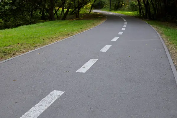 Sabahın erken saatlerinde parkta koşu pistinde. Sağlıklı yaşam tarzı kavramı.