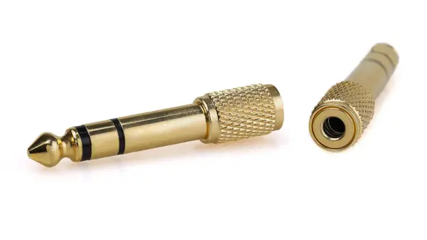 3.5 mm 'lik bir mini krikodan 6.35 mm' lik bir TRS krikoya (1 / 4 inç) kulaklık bağlamak için adaptör).