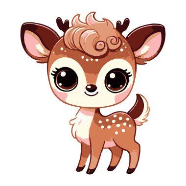 A charming vector illustration of a cute deer, designed with soft colors and clean lines. Perfect for children's projects, nature-themed designs, or whimsical artwork. This adorable deer exudes warmth and innocence, making it ideal for prints,  clipart