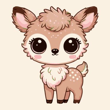 A charming vector illustration of a cute deer, designed with soft colors and clean lines. Perfect for children's projects, nature-themed designs, or whimsical artwork. This adorable deer exudes warmth and innocence, making it ideal for prints,  clipart