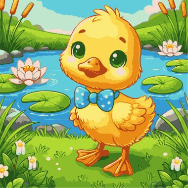 A charming vector art illustration featuring an adorable duck. Perfect for adding a playful and cheerful touch to designs, this artwork showcases clean lines, vibrant colors, and lovable details. Ideal for prints, digital media, and creative projects clipart