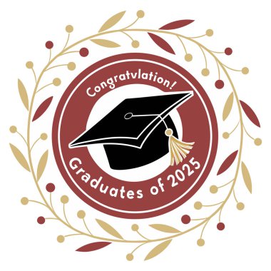 2025 Sınıfı 'nın başarılarını bu zarif, yuvarlak logo kutlama rozeti ile kutlayın. Hem baskı hem de internet kullanımı için mükemmel. Temiz, modern bir tasarım ile mezuniyet davetiyeleri, duyurular, ürünler ve dijital medya için ideal.