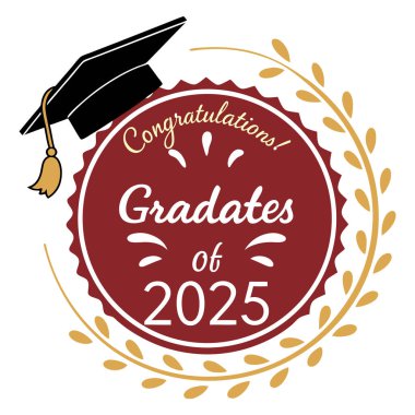 2025 Sınıfı 'nın başarılarını bu zarif, yuvarlak logo kutlama rozeti ile kutlayın. Hem baskı hem de internet kullanımı için mükemmel. Temiz, modern bir tasarım ile mezuniyet davetiyeleri, duyurular, ürünler ve dijital medya için ideal.