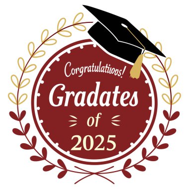 2025 Sınıfı 'nın başarılarını bu zarif, yuvarlak logo kutlama rozeti ile kutlayın. Hem baskı hem de internet kullanımı için mükemmel. Temiz, modern bir tasarım ile mezuniyet davetiyeleri, duyurular, ürünler ve dijital medya için ideal.