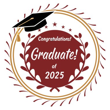 2025 Sınıfı 'nın başarılarını bu zarif, yuvarlak logo kutlama rozeti ile kutlayın. Hem baskı hem de internet kullanımı için mükemmel. Temiz, modern bir tasarım ile mezuniyet davetiyeleri, duyurular, ürünler ve dijital medya için ideal.