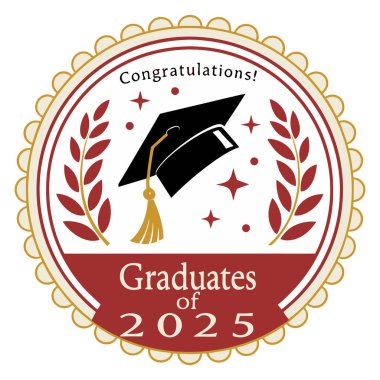 2025 Sınıfı 'nın başarılarını bu zarif, yuvarlak logo kutlama rozeti ile kutlayın. Hem baskı hem de internet kullanımı için mükemmel. Temiz, modern bir tasarım ile mezuniyet davetiyeleri, duyurular, ürünler ve dijital medya için ideal.
