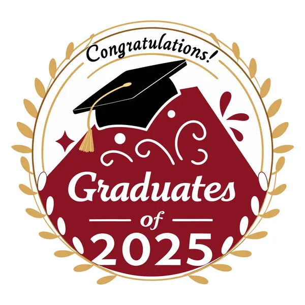 2025 Sınıfı 'nın başarılarını bu zarif, yuvarlak logo kutlama rozeti ile kutlayın. Hem baskı hem de internet kullanımı için mükemmel. Temiz, modern bir tasarım ile mezuniyet davetiyeleri, duyurular, ürünler ve dijital medya için ideal.